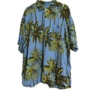 S & D Bahamas Men’s Multi Palm Tree Print Hawaiian Casual Button Front Shirt XL